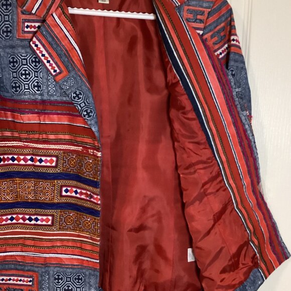 Coldwater Creek Women's Jacket Size 4 Colorful Geometric Strips Lined Cotton - Picture 5 of 8